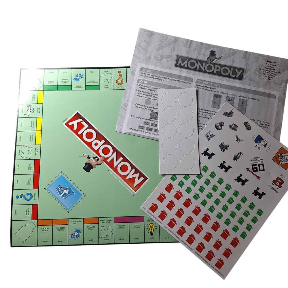 Monopoly Colorforms Board Game Travel Edition Reusable Sticker Replacement Pcs‎